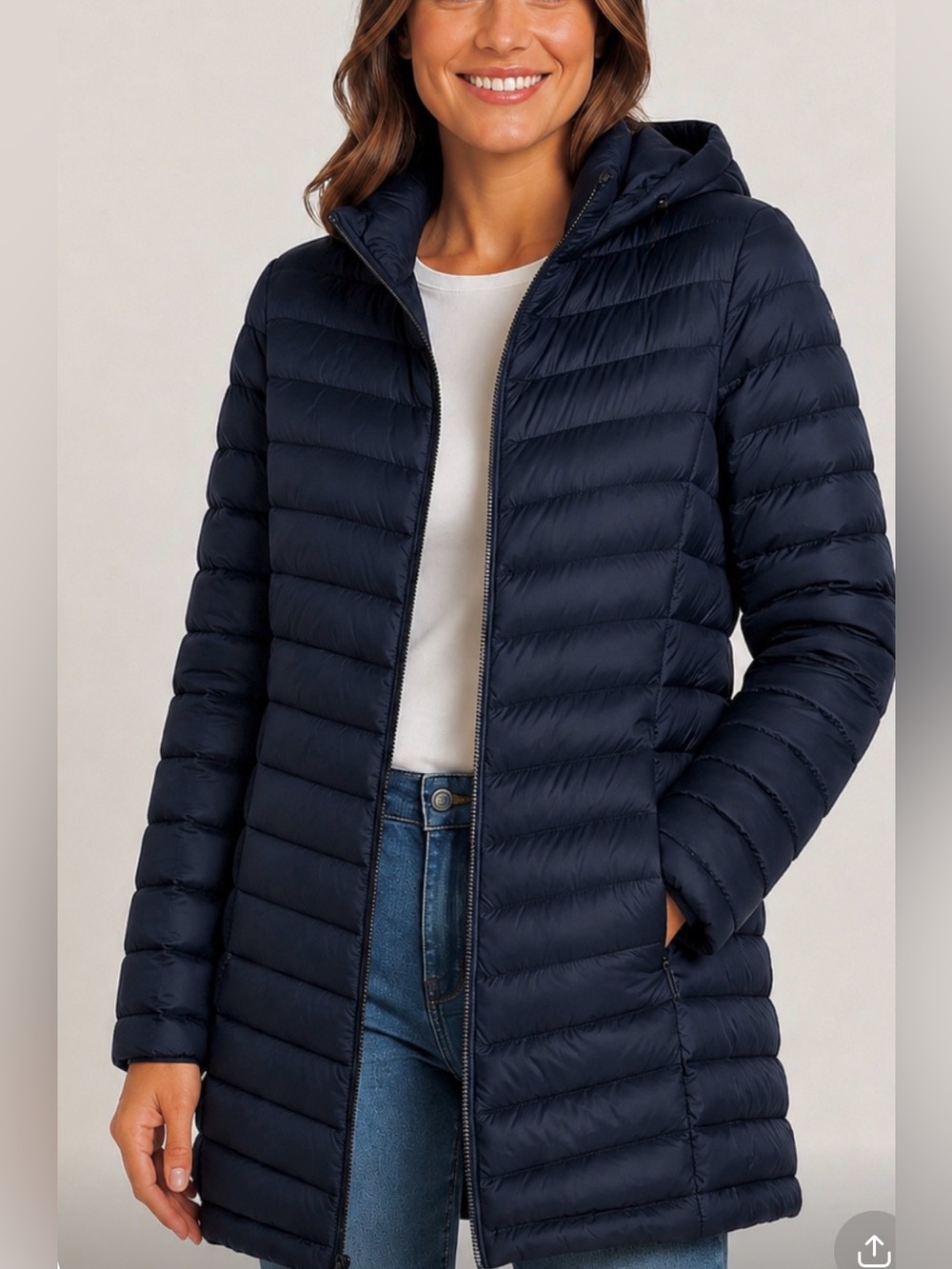 NWT Tommy Hilfiger Navy Hooded Quilted Puffer Coat